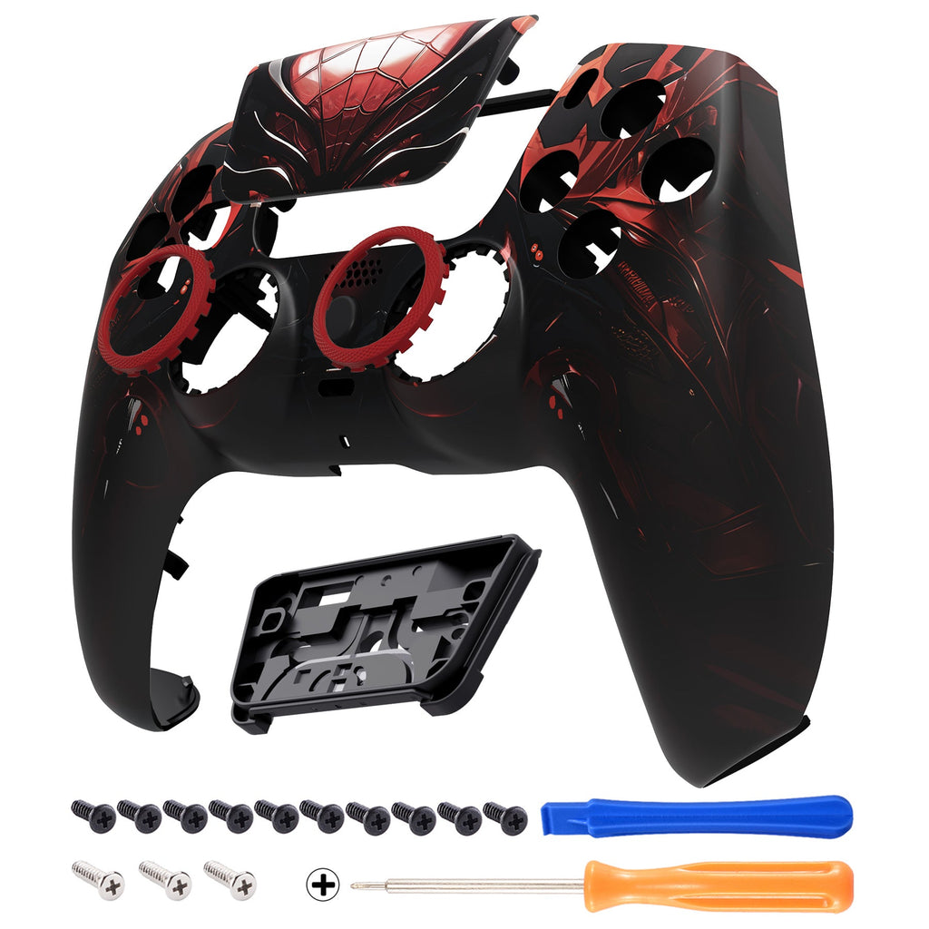 eXtremeRate LUNA Redesigned Replacement Front Shell with Touchpad Compatible with PS5 Controller BDM-010/020/030/040/050 - Spider Armor eXtremeRate