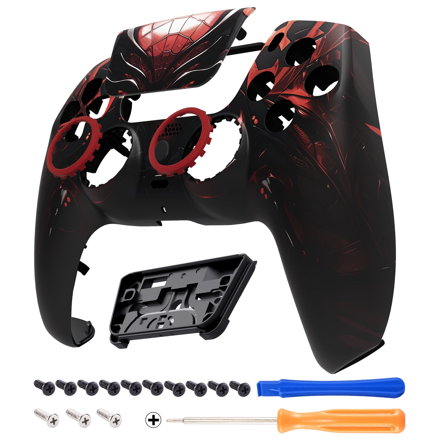 eXtremeRate LUNA Redesigned Replacement Front Shell with Touchpad Compatible with PS5 Controller BDM-010/020/030/040/050 - Spider Armor eXtremeRate