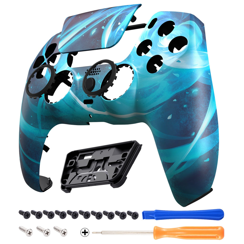 eXtremeRate LUNA Redesigned Replacement Front Shell with Touchpad Compatible with PS5 Controller BDM-010/020/030/040/050 - Aero Slash Magic eXtremeRate