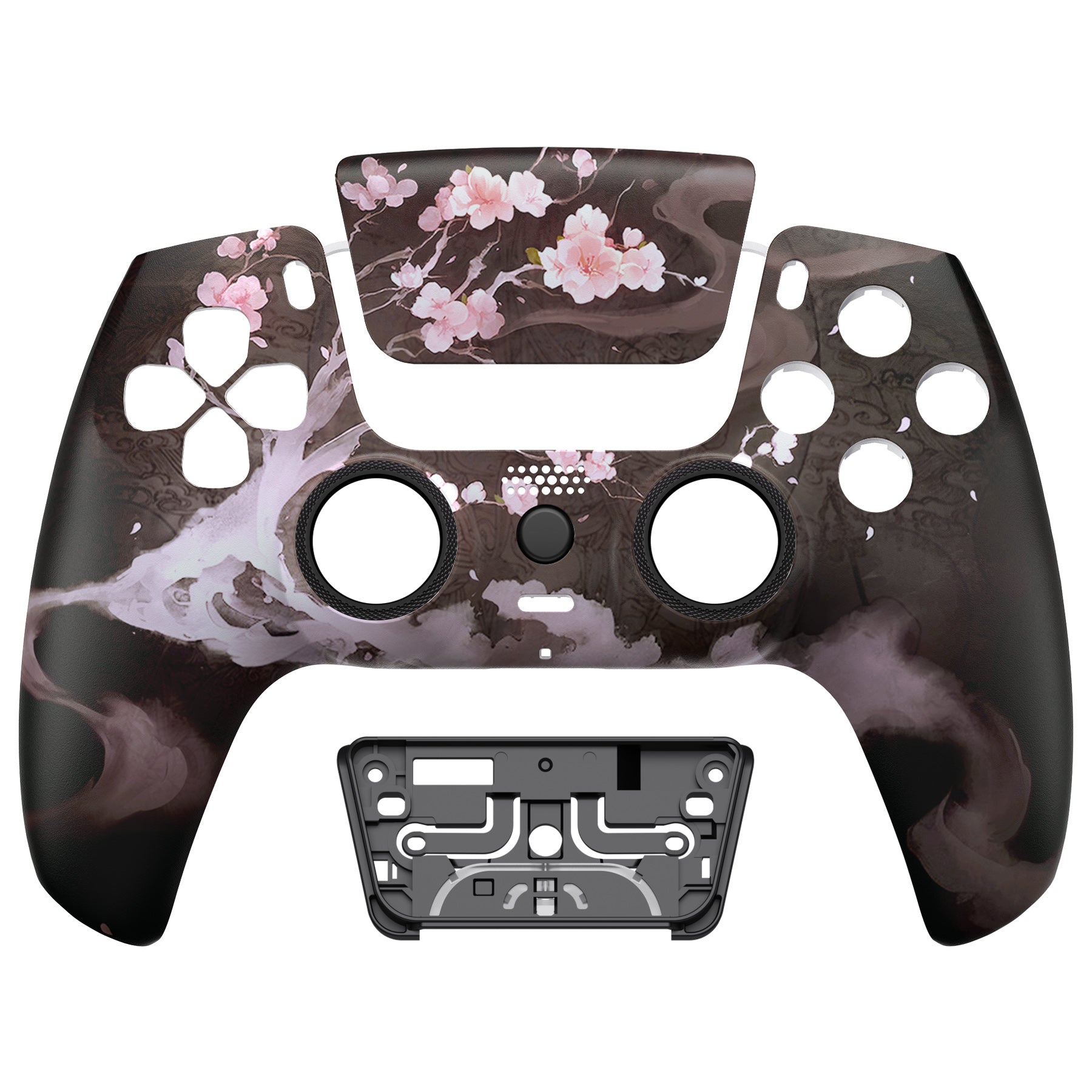 eXtremeRate LUNA Redesigned Replacement Front Shell with Touchpad Compatible with PS5 Controller BDM-010/020/030/040/050/060 - Blossom In The Darkness eXtremeRate