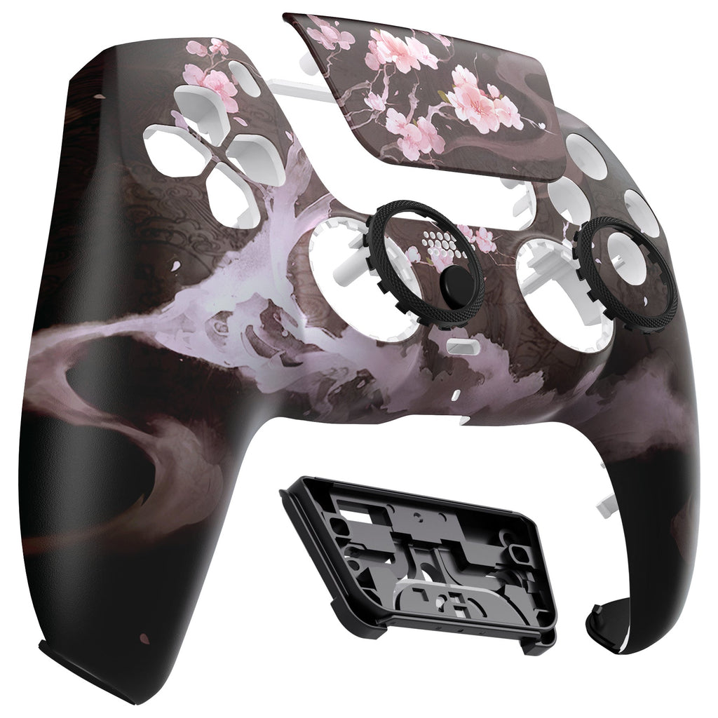 eXtremeRate LUNA Redesigned Replacement Front Shell with Touchpad Compatible with PS5 Controller BDM-010/020/030/040/050/060 - Blossom In The Darkness eXtremeRate