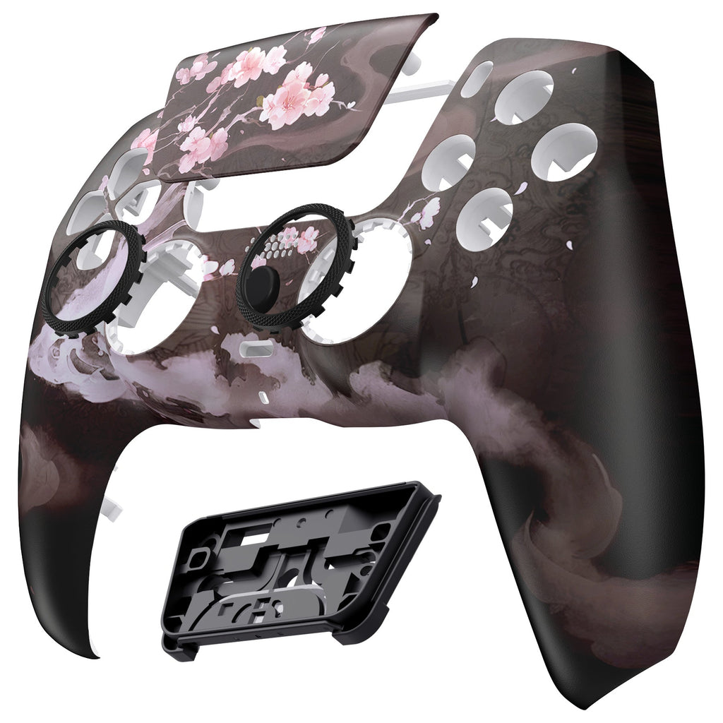 eXtremeRate LUNA Redesigned Replacement Front Shell with Touchpad Compatible with PS5 Controller BDM-010/020/030/040/050/060 - Blossom In The Darkness eXtremeRate
