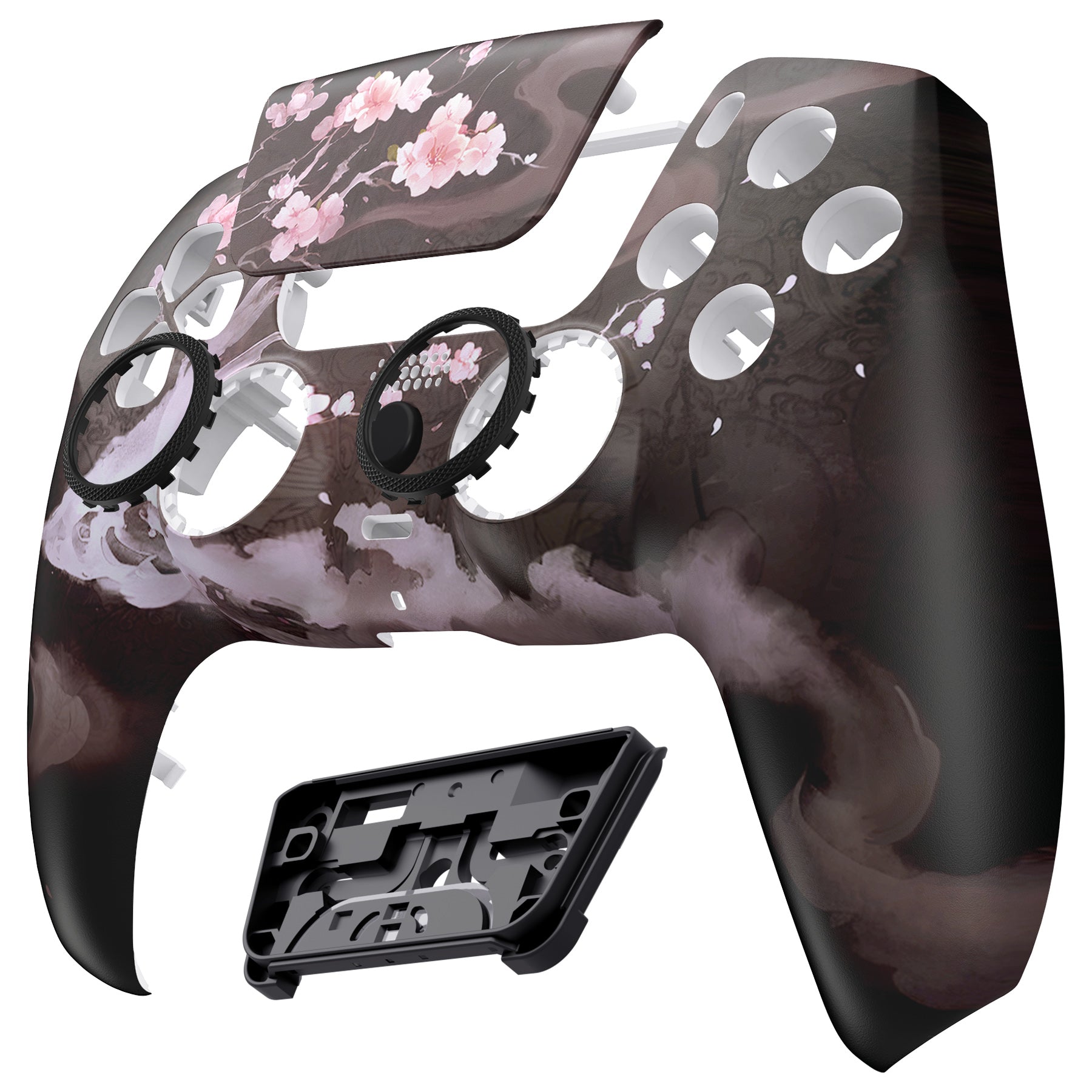 eXtremeRate LUNA Redesigned Replacement Front Shell with Touchpad Compatible with PS5 Controller BDM-010/020/030/040/050/060 - Blossom In The Darkness eXtremeRate