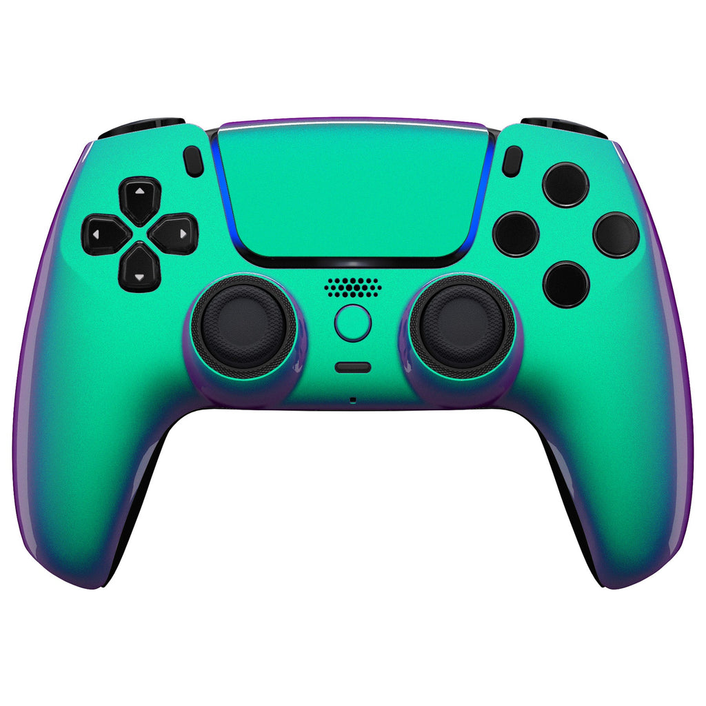 eXtremeRate LUNA Redesigned Replacement Front Shell with Touchpad Compatible with PS5 Controller BDM-010/020/030/040/050 - Chameleon Green Purple eXtremeRate