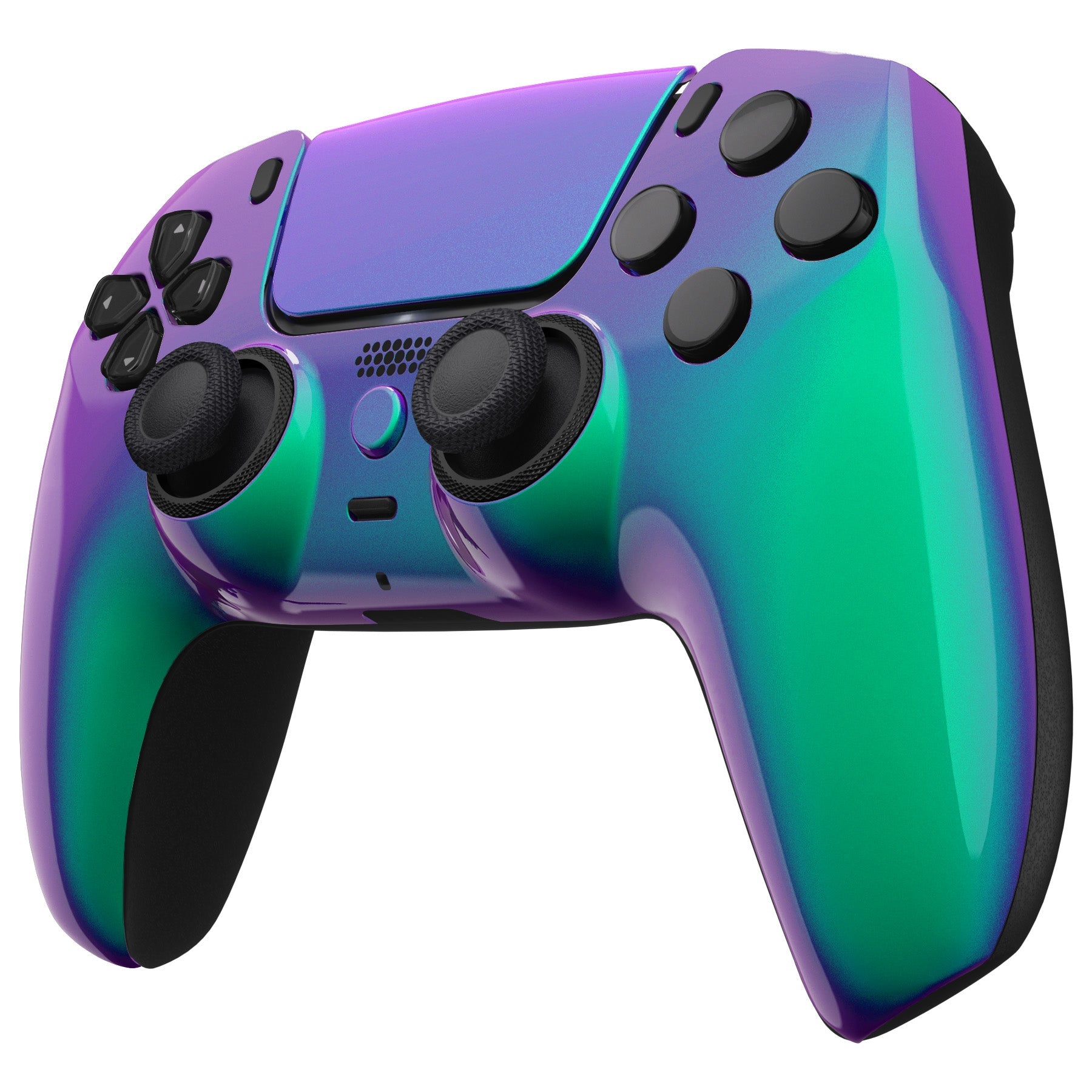 eXtremeRate LUNA Redesigned Replacement Front Shell with Touchpad Compatible with PS5 Controller BDM-010/020/030/040/050 - Chameleon Green Purple eXtremeRate