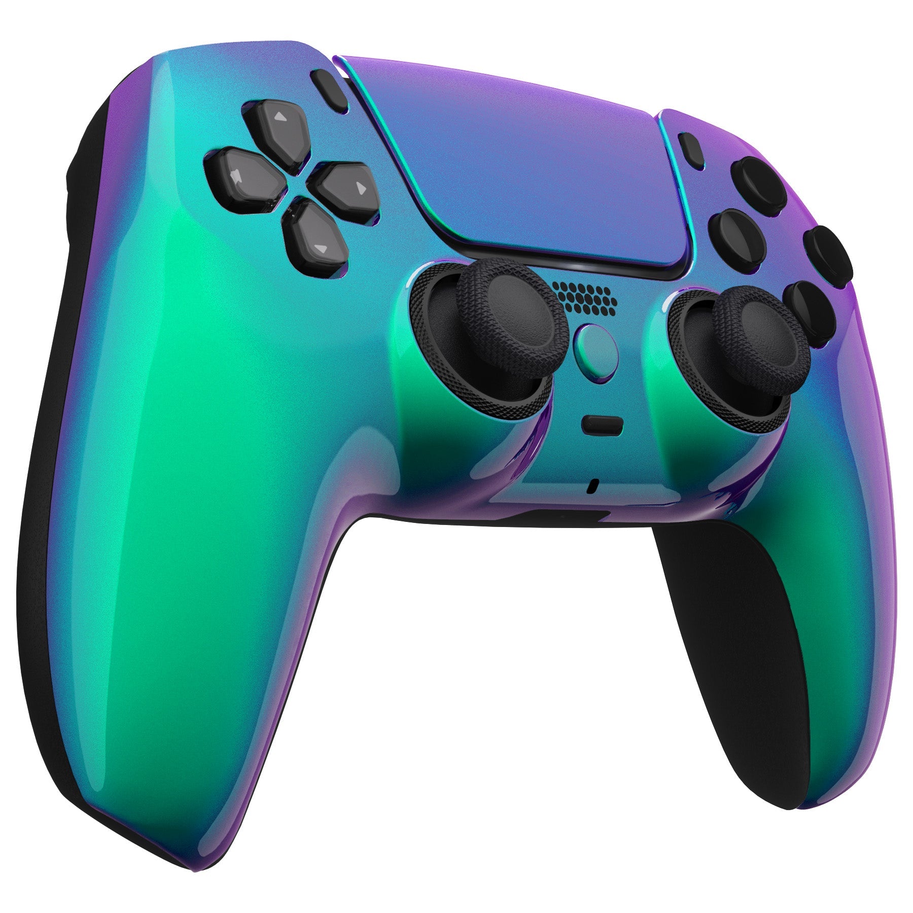 eXtremeRate LUNA Redesigned Replacement Front Shell with Touchpad Compatible with PS5 Controller BDM-010/020/030/040/050 - Chameleon Green Purple eXtremeRate