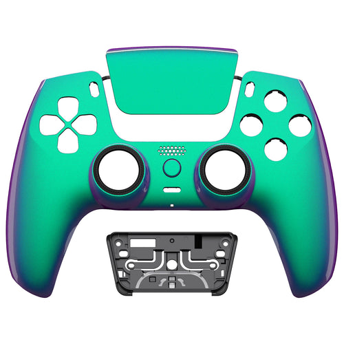 eXtremeRate LUNA Redesigned Replacement Front Shell with Touchpad Compatible with PS5 Controller BDM-010/020/030/040/050 - Chameleon Green Purple eXtremeRate