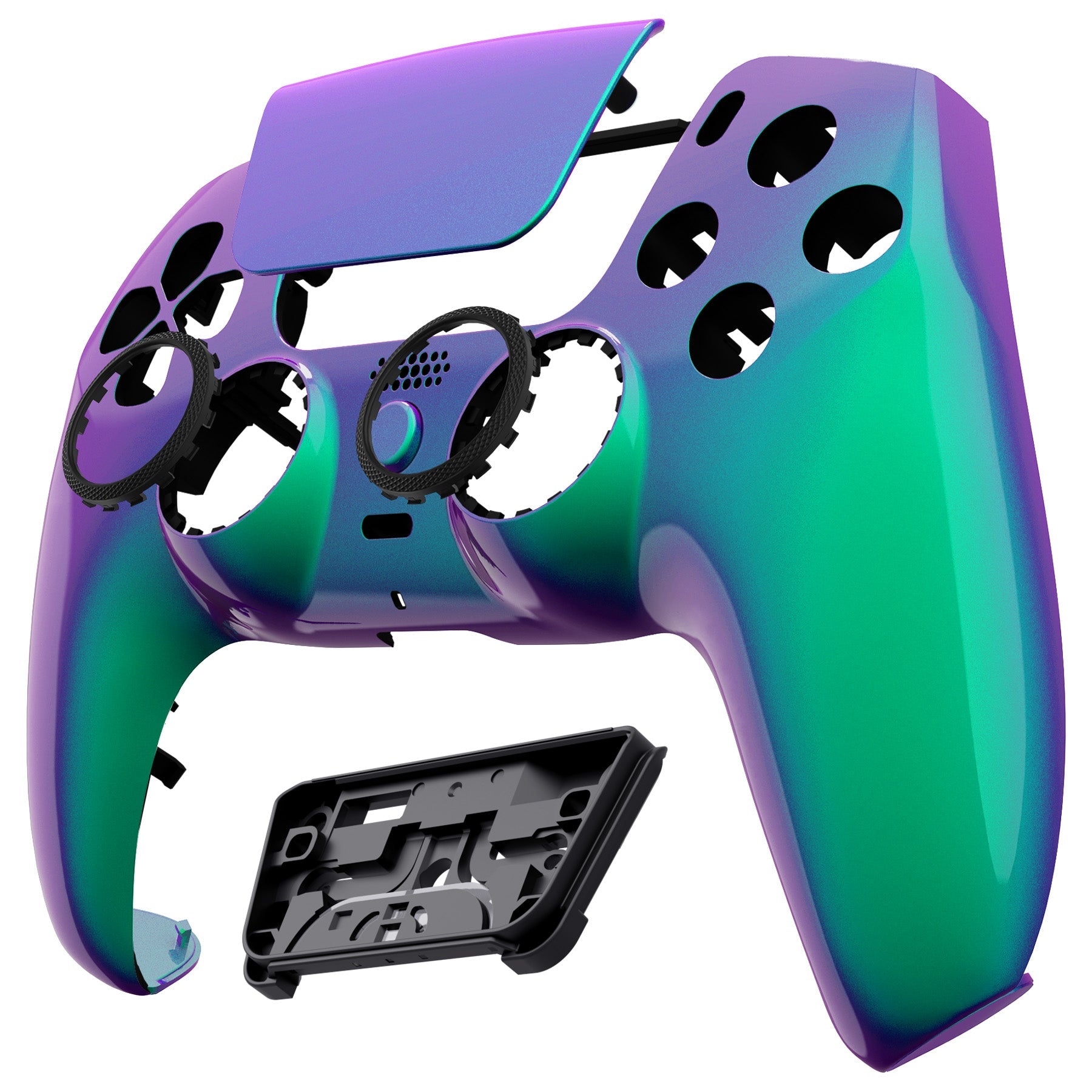 eXtremeRate LUNA Redesigned Replacement Front Shell with Touchpad Compatible with PS5 Controller BDM-010/020/030/040/050 - Chameleon Green Purple eXtremeRate