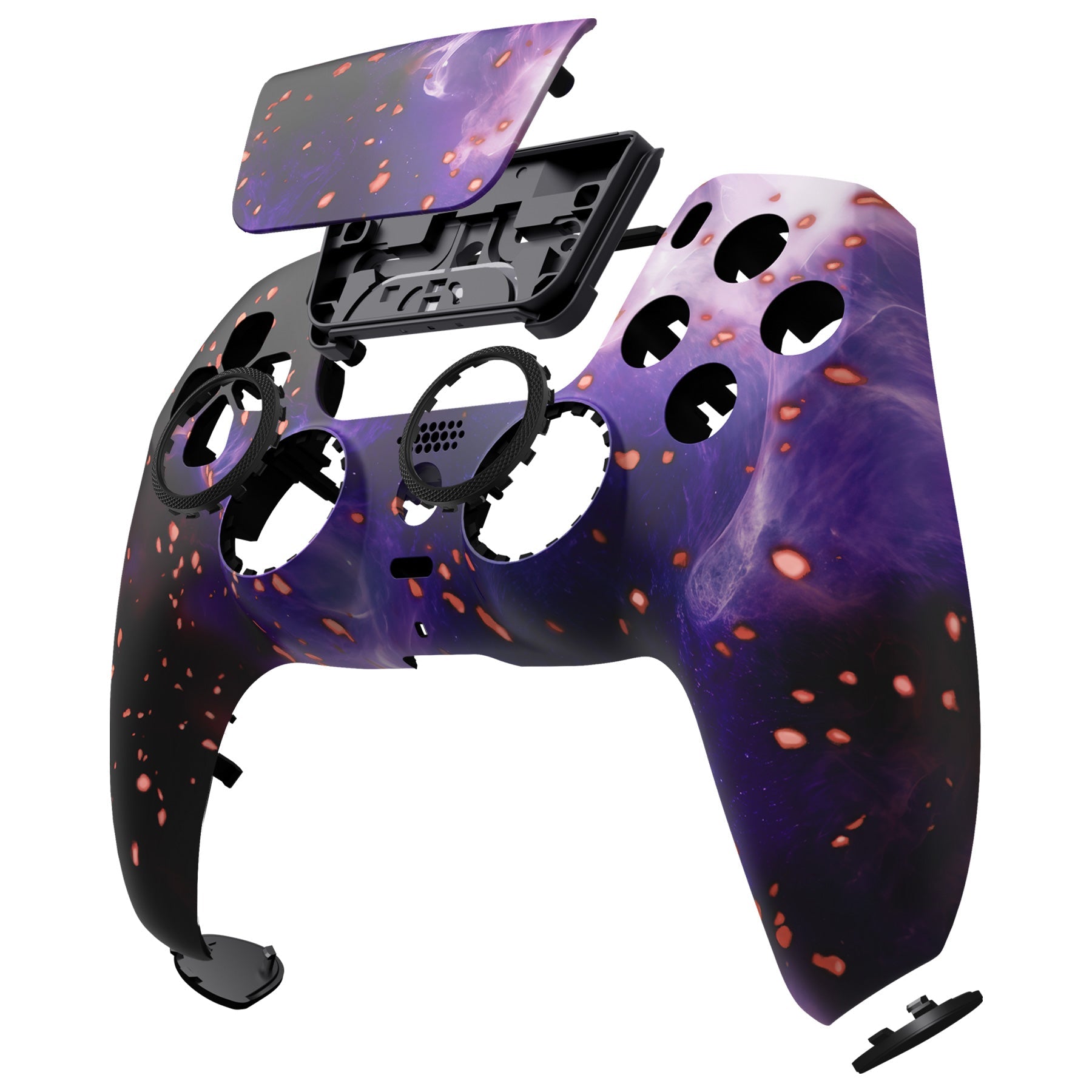 eXtremeRate LUNA Redesigned Replacement Front Shell with Touchpad Compatible with PS5 Controller BDM-010/020/030/040/050 - Glow in Dark - Cosmic Camo eXtremeRate