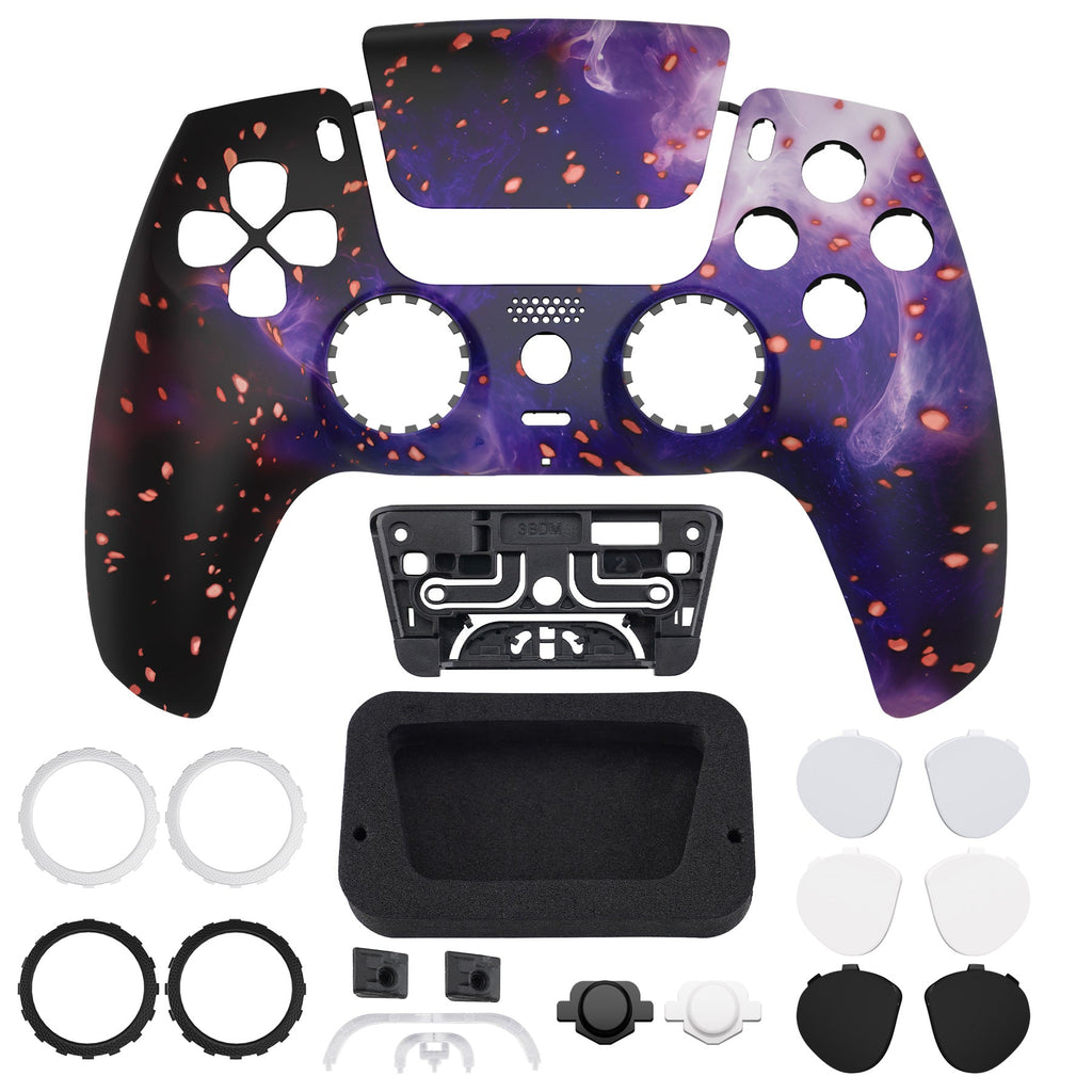 eXtremeRate LUNA Redesigned Replacement Front Shell with Touchpad Compatible with PS5 Controller BDM-010/020/030/040/050 - Glow in Dark - Cosmic Camo eXtremeRate