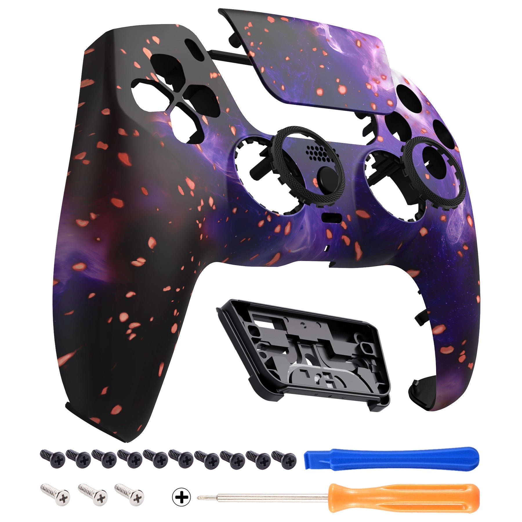eXtremeRate LUNA Redesigned Replacement Front Shell with Touchpad Compatible with PS5 Controller BDM-010/020/030/040/050 - Glow in Dark - Cosmic Camo eXtremeRate