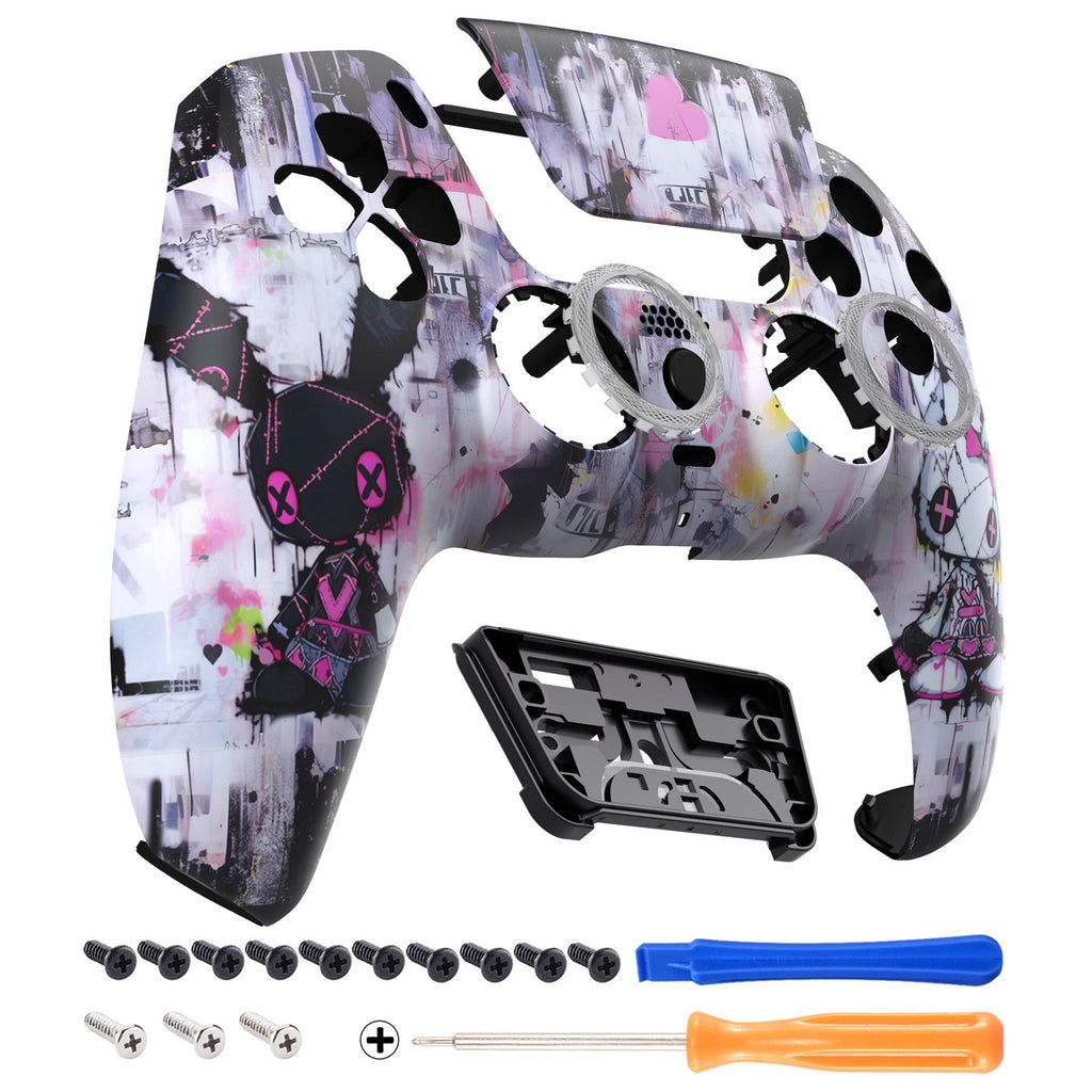 eXtremeRate LUNA Redesigned Replacement Front Shell with Touchpad Compatible with PS5 Controller BDM-010/020/030/040/050/060 - Lovely Punky Bunny eXtremeRate