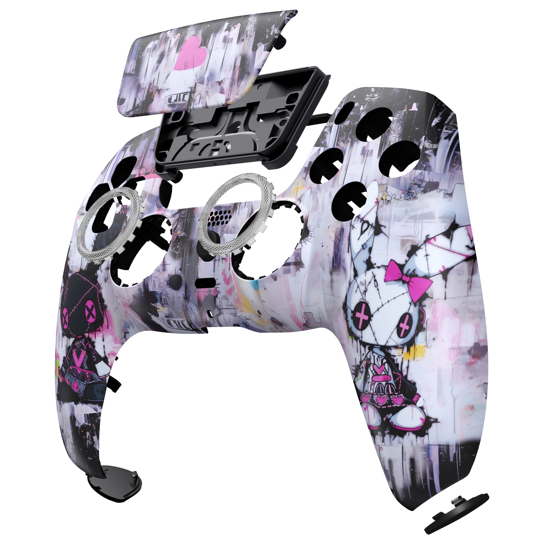 eXtremeRate LUNA Redesigned Replacement Front Shell with Touchpad Compatible with PS5 Controller BDM-010/020/030/040/050/060 - Lovely Punky Bunny eXtremeRate
