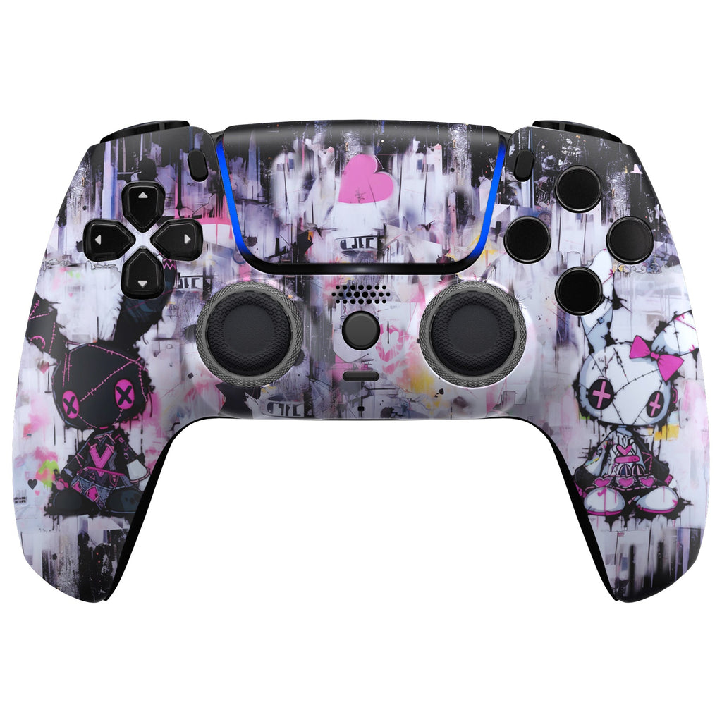 eXtremeRate LUNA Redesigned Replacement Front Shell with Touchpad Compatible with PS5 Controller BDM-010/020/030/040/050/060 - Lovely Punky Bunny eXtremeRate