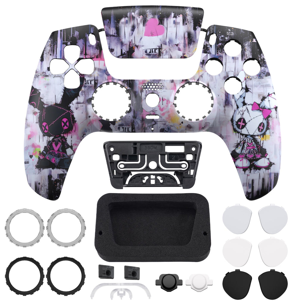 eXtremeRate LUNA Redesigned Replacement Front Shell with Touchpad Compatible with PS5 Controller BDM-010/020/030/040/050/060 - Lovely Punky Bunny eXtremeRate