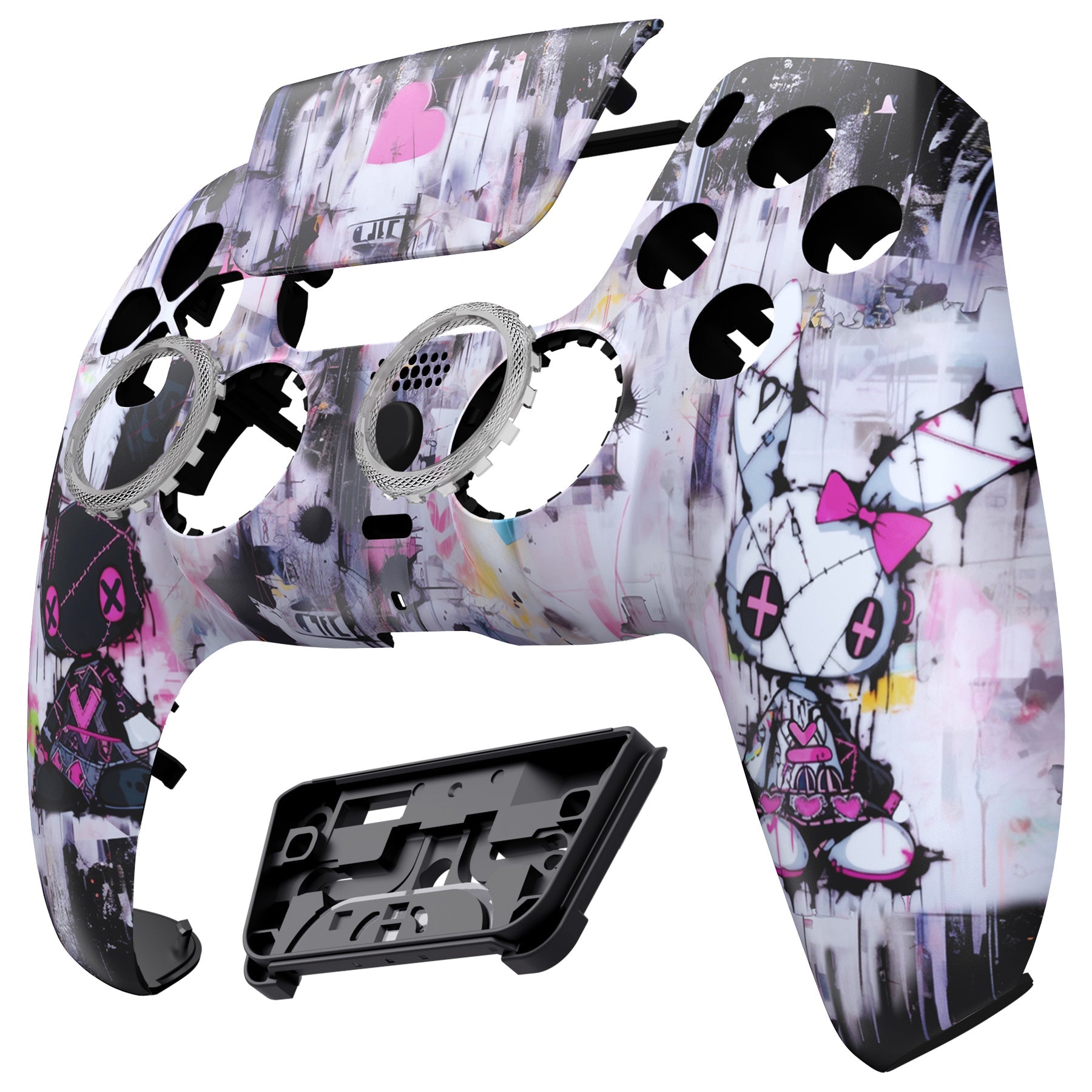 eXtremeRate LUNA Redesigned Replacement Front Shell with Touchpad Compatible with PS5 Controller BDM-010/020/030/040/050/060 - Lovely Punky Bunny eXtremeRate