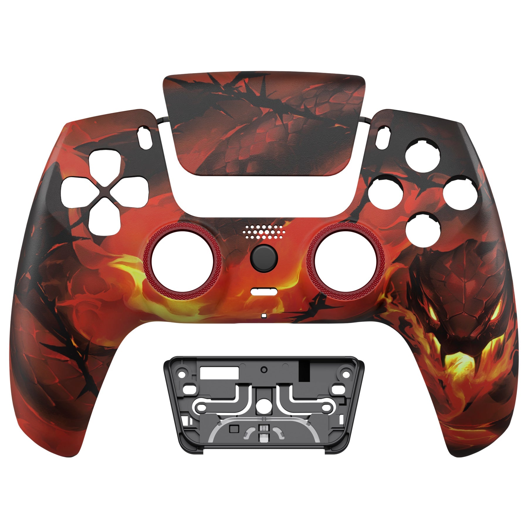 eXtremeRate LUNA Redesigned Replacement Front Shell with Touchpad Compatible with PS5 Controller BDM-010/020/030/040/050/060 - Purgatory Fire Serpent eXtremeRate