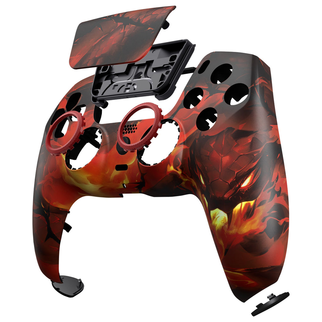 eXtremeRate LUNA Redesigned Replacement Front Shell with Touchpad Compatible with PS5 Controller BDM-010/020/030/040/050/060 - Purgatory Fire Serpent eXtremeRate