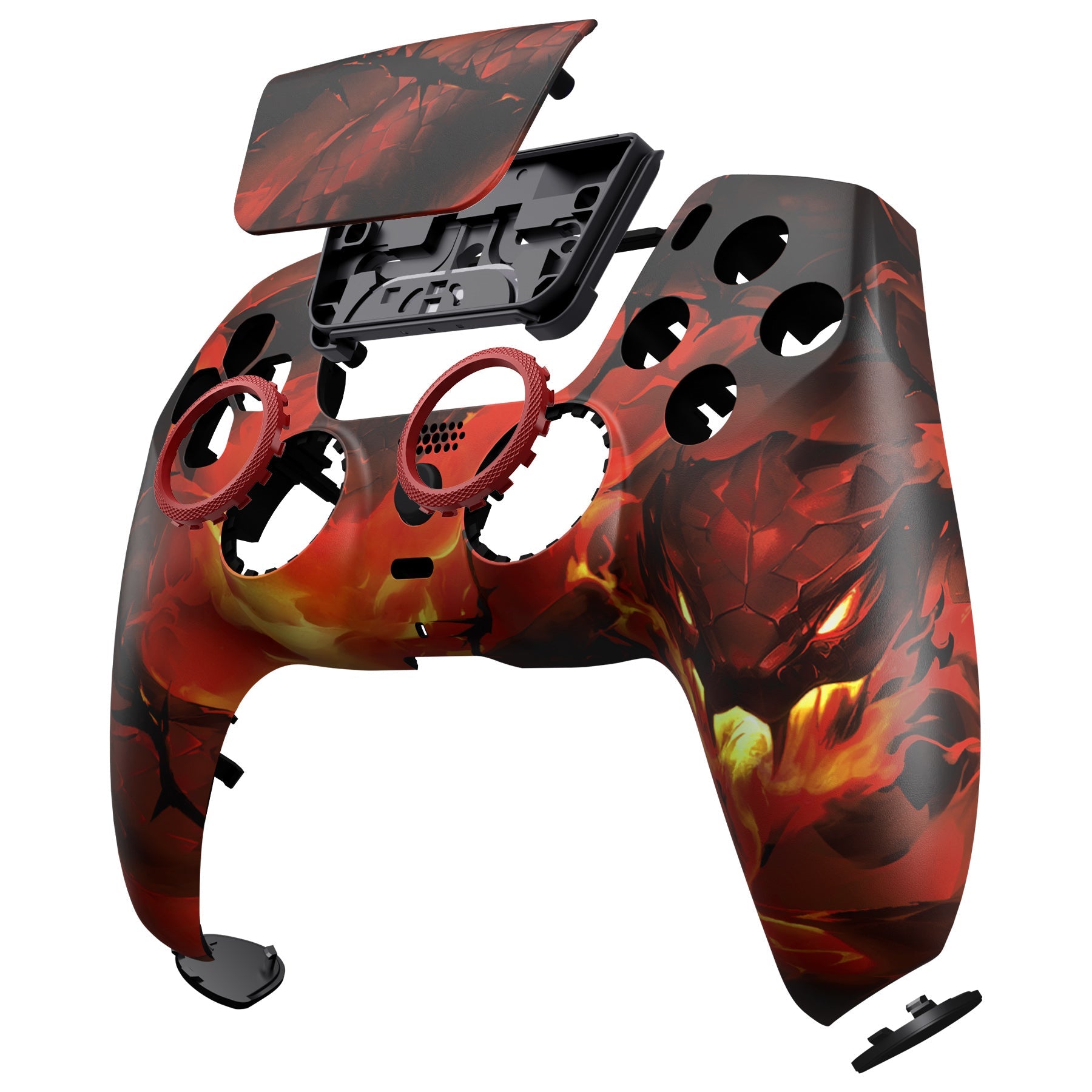 eXtremeRate LUNA Redesigned Replacement Front Shell with Touchpad Compatible with PS5 Controller BDM-010/020/030/040/050/060 - Purgatory Fire Serpent eXtremeRate