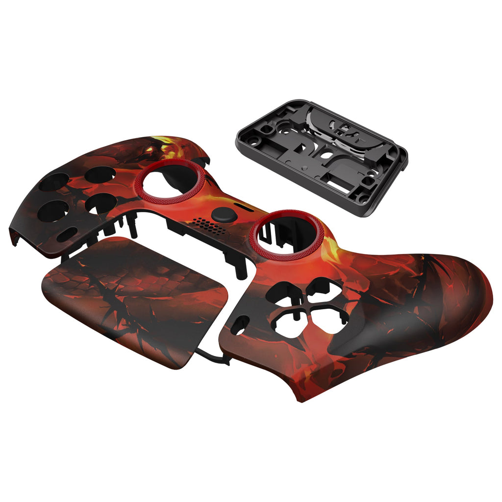eXtremeRate LUNA Redesigned Replacement Front Shell with Touchpad Compatible with PS5 Controller BDM-010/020/030/040/050/060 - Purgatory Fire Serpent eXtremeRate