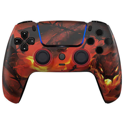eXtremeRate LUNA Redesigned Replacement Front Shell with Touchpad Compatible with PS5 Controller BDM-010/020/030/040/050/060 - Purgatory Fire Serpent eXtremeRate