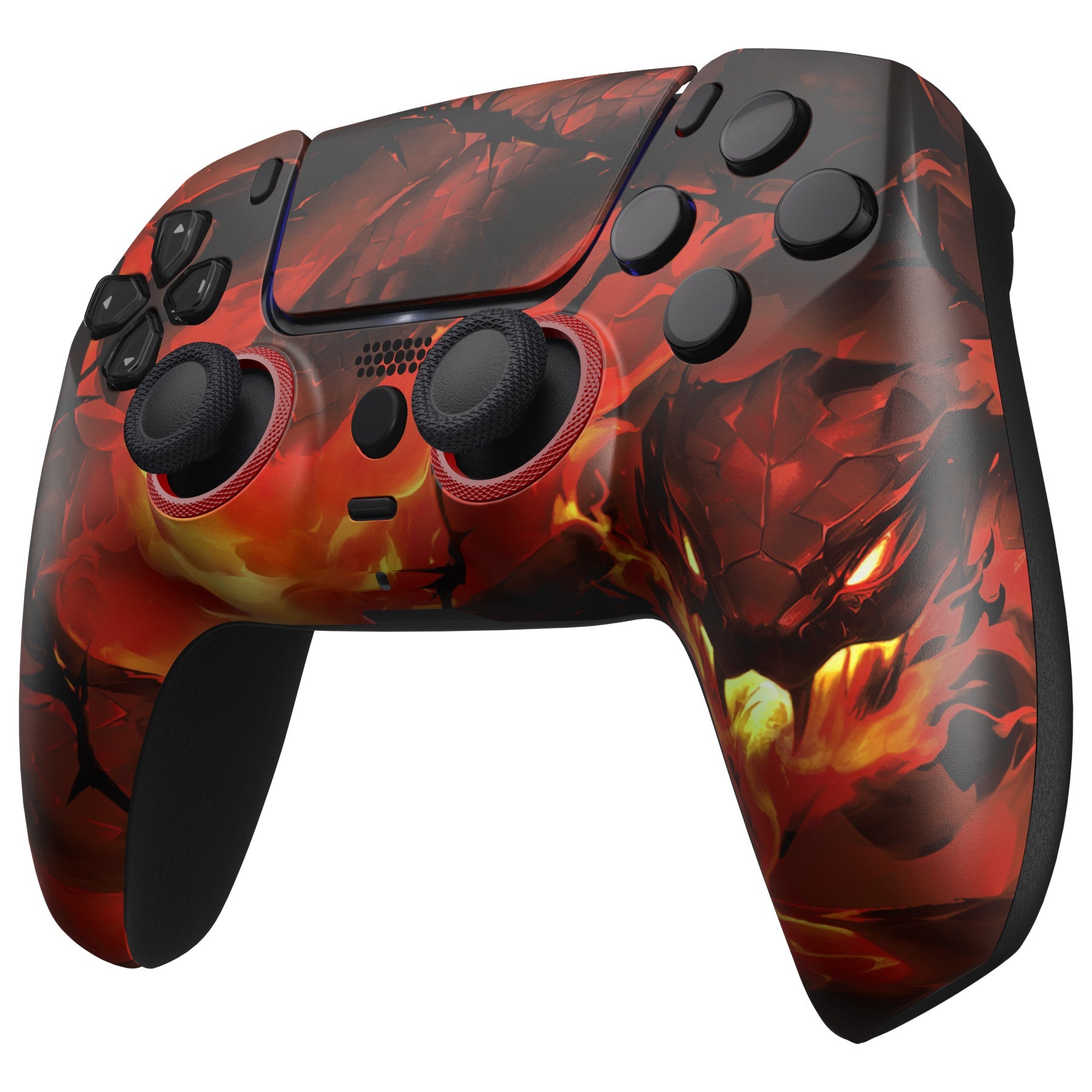 eXtremeRate LUNA Redesigned Replacement Front Shell with Touchpad Compatible with PS5 Controller BDM-010/020/030/040/050/060 - Purgatory Fire Serpent eXtremeRate