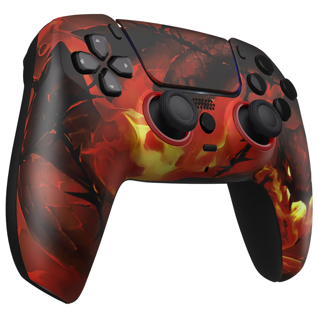 eXtremeRate LUNA Redesigned Replacement Front Shell with Touchpad Compatible with PS5 Controller BDM-010/020/030/040/050/060 - Purgatory Fire Serpent eXtremeRate
