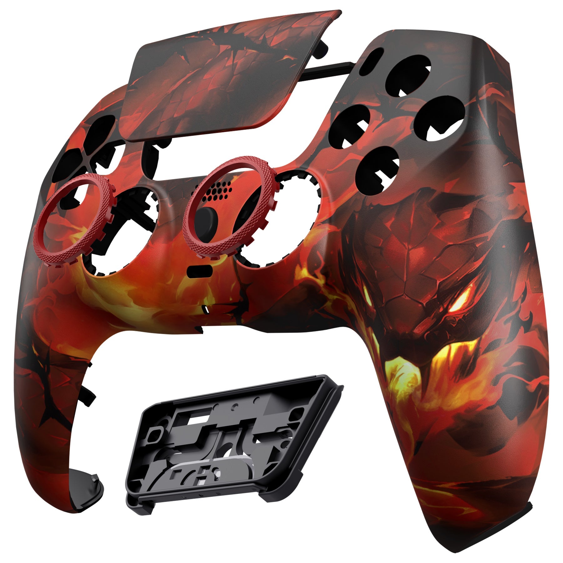 eXtremeRate LUNA Redesigned Replacement Front Shell with Touchpad Compatible with PS5 Controller BDM-010/020/030/040/050/060 - Purgatory Fire Serpent eXtremeRate