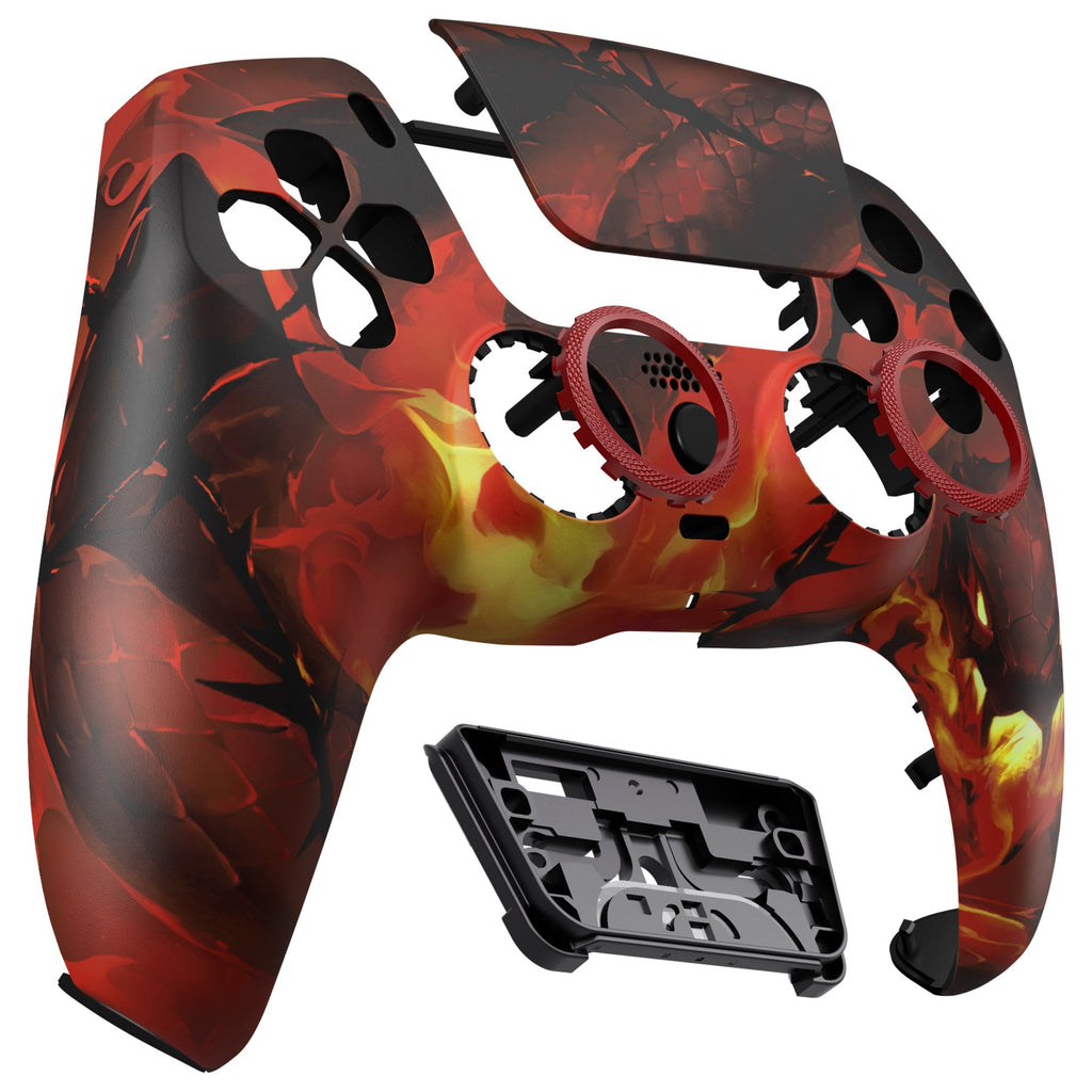 eXtremeRate LUNA Redesigned Replacement Front Shell with Touchpad Compatible with PS5 Controller BDM-010/020/030/040/050/060 - Purgatory Fire Serpent eXtremeRate