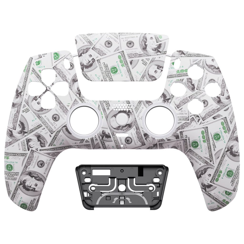 eXtremeRate LUNA Redesigned Replacement Front Shell with Touchpad Compatible with PS5 Controller BDM-010/020/030/040/050 - The $100 Cash Money eXtremeRate