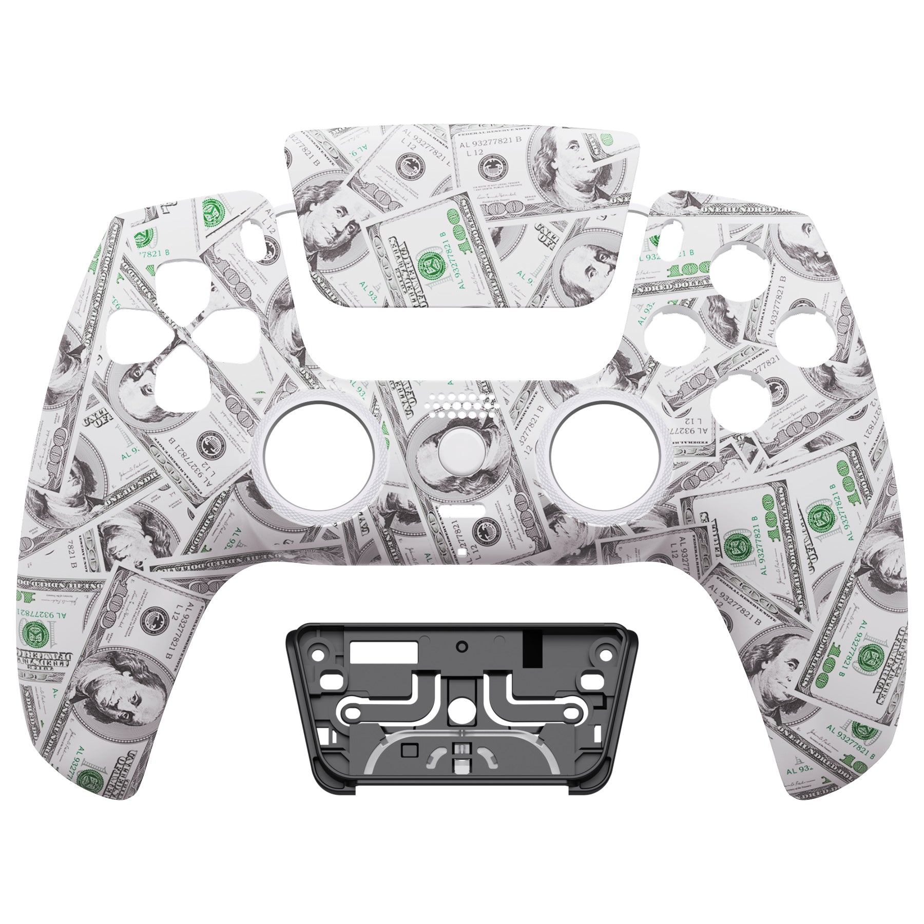 eXtremeRate LUNA Redesigned Replacement Front Shell with Touchpad Compatible with PS5 Controller BDM-010/020/030/040/050 - The $100 Cash Money eXtremeRate