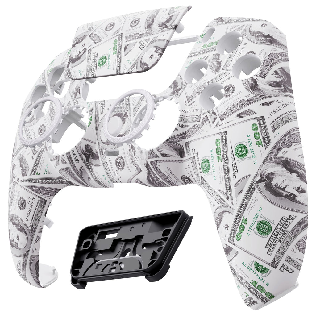 eXtremeRate LUNA Redesigned Replacement Front Shell with Touchpad Compatible with PS5 Controller BDM-010/020/030/040/050 - The $100 Cash Money eXtremeRate