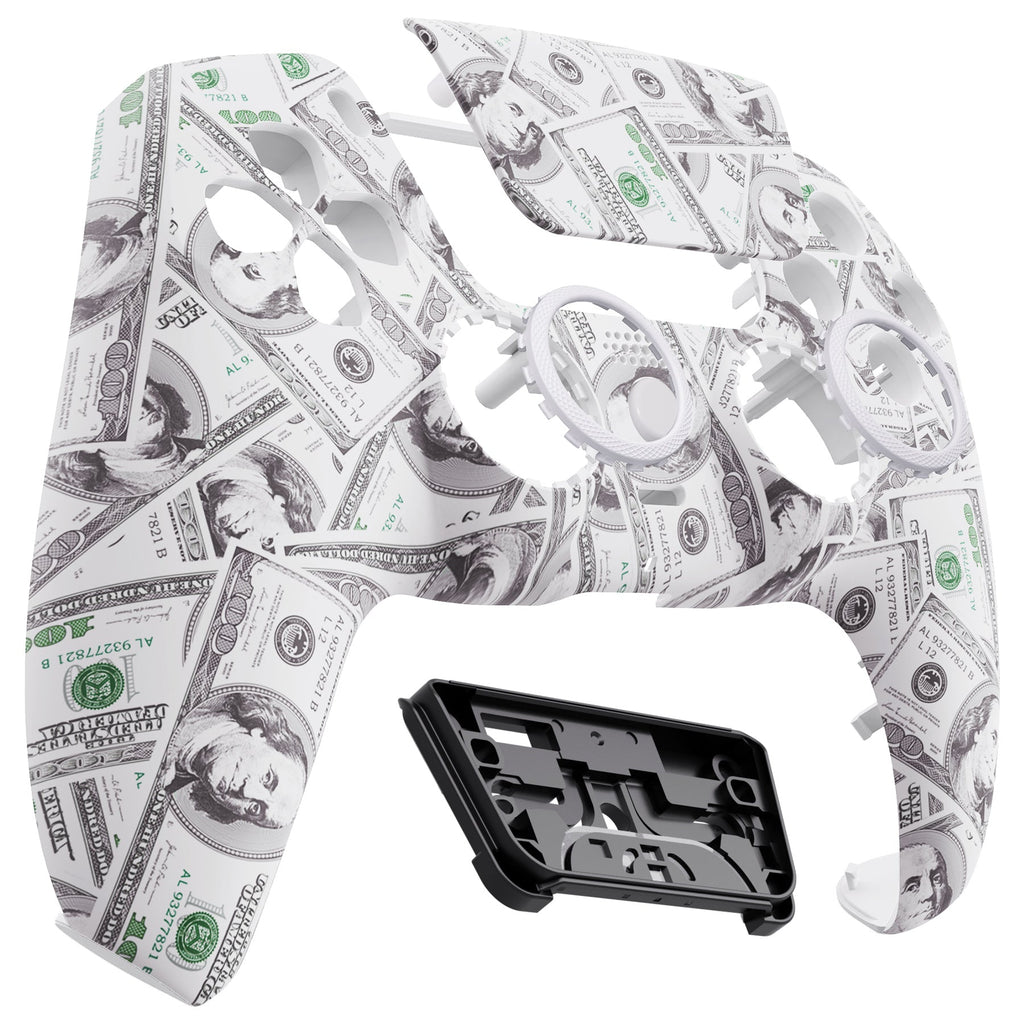 eXtremeRate LUNA Redesigned Replacement Front Shell with Touchpad Compatible with PS5 Controller BDM-010/020/030/040/050 - The $100 Cash Money eXtremeRate
