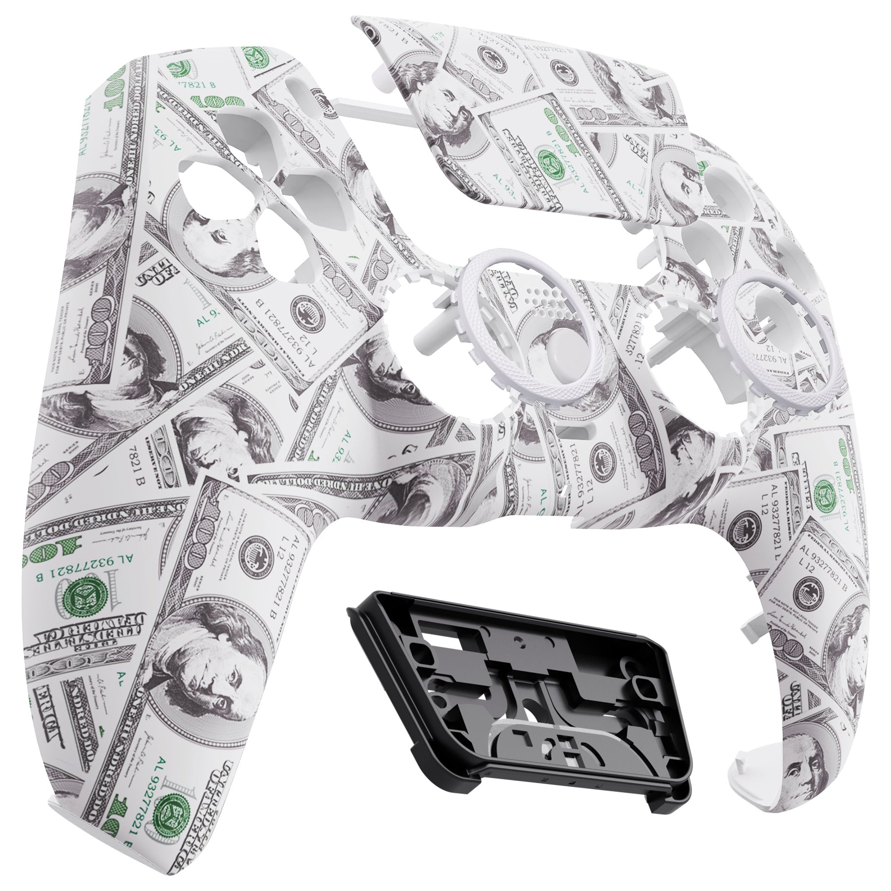 eXtremeRate LUNA Redesigned Replacement Front Shell with Touchpad Compatible with PS5 Controller BDM-010/020/030/040/050 - The $100 Cash Money eXtremeRate