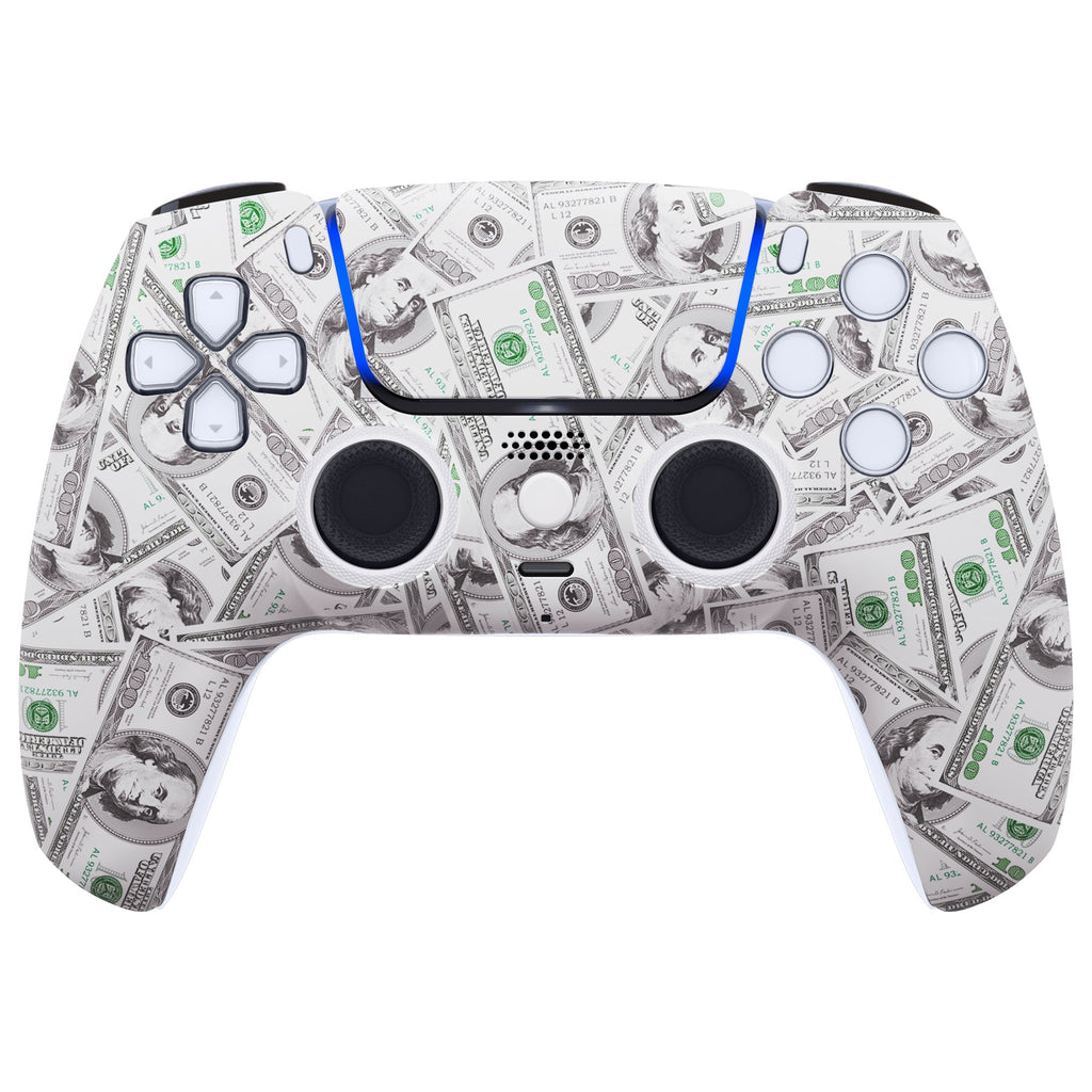 eXtremeRate LUNA Redesigned Replacement Front Shell with Touchpad Compatible with PS5 Controller BDM-010/020/030/040/050 - The $100 Cash Money eXtremeRate