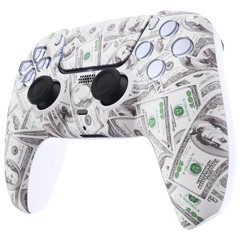 eXtremeRate LUNA Redesigned Replacement Front Shell with Touchpad Compatible with PS5 Controller BDM-010/020/030/040/050 - The $100 Cash Money eXtremeRate