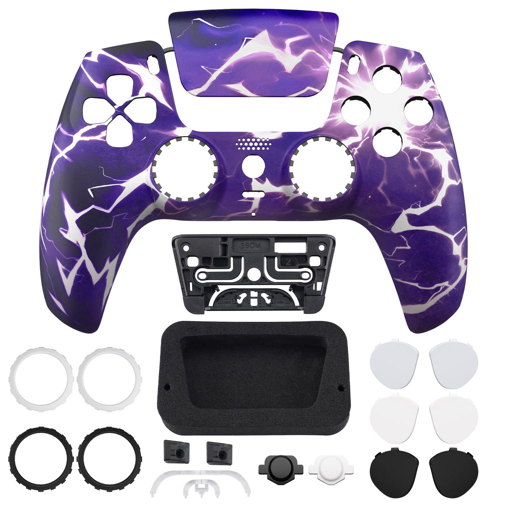eXtremeRate LUNA Redesigned Replacement Front Shell with Touchpad Compatible with PS5 Controller BDM-010/020/030/040/050/060 - Thunder Magic eXtremeRate