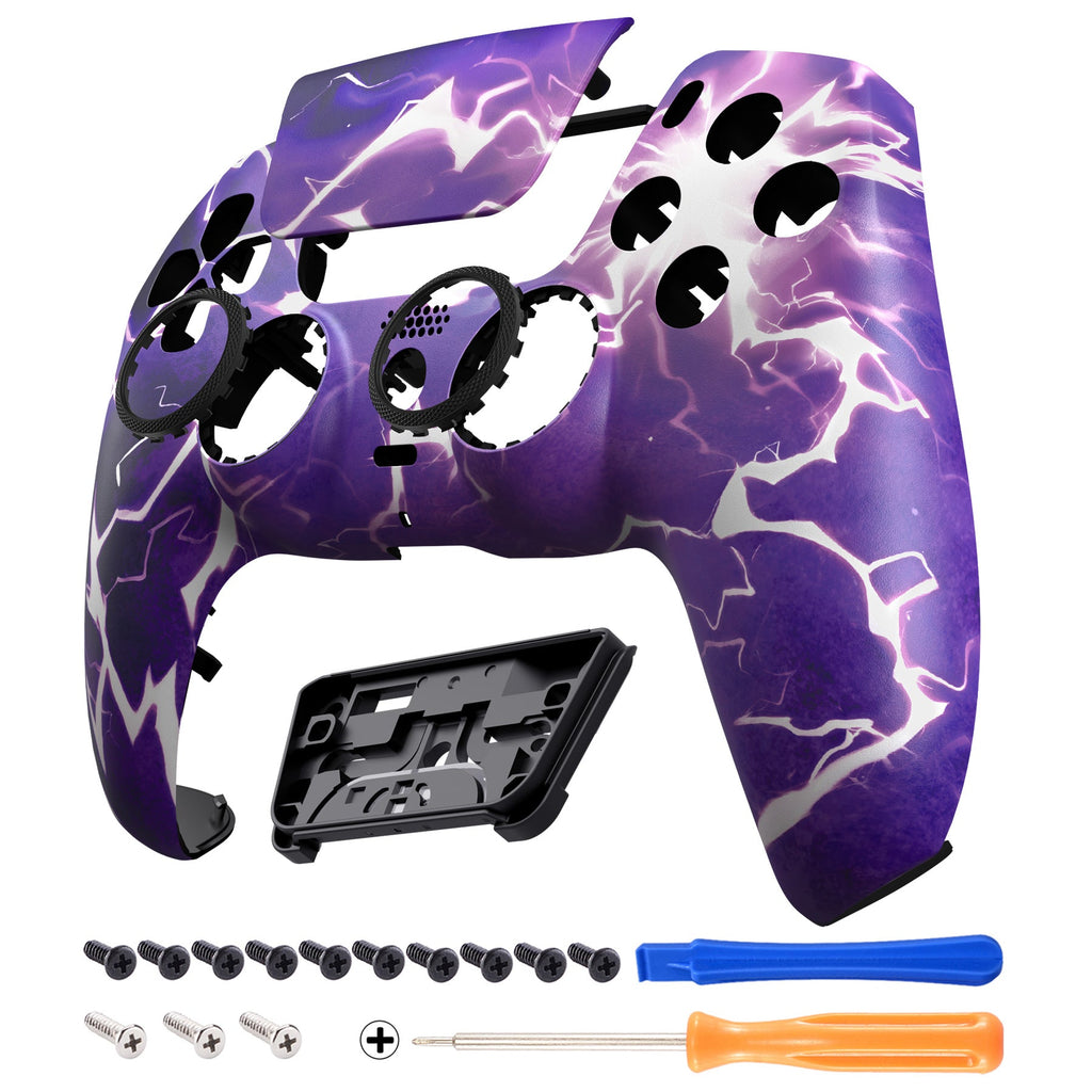eXtremeRate LUNA Redesigned Replacement Front Shell with Touchpad Compatible with PS5 Controller BDM-010/020/030/040/050/060 - Thunder Magic eXtremeRate