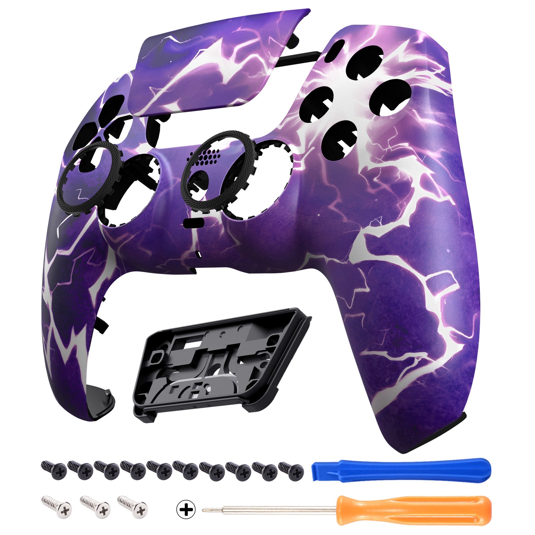 eXtremeRate LUNA Redesigned Replacement Front Shell with Touchpad Compatible with PS5 Controller BDM-010/020/030/040/050/060 - Thunder Magic eXtremeRate
