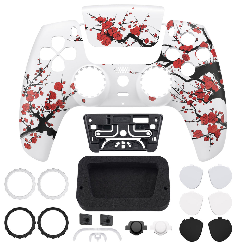 eXtremeRate LUNA Redesigned Replacement Front Shell with Touchpad Compatible with PS5 Controller BDM-010/020/030/040/050 - Winter Blossom eXtremeRate