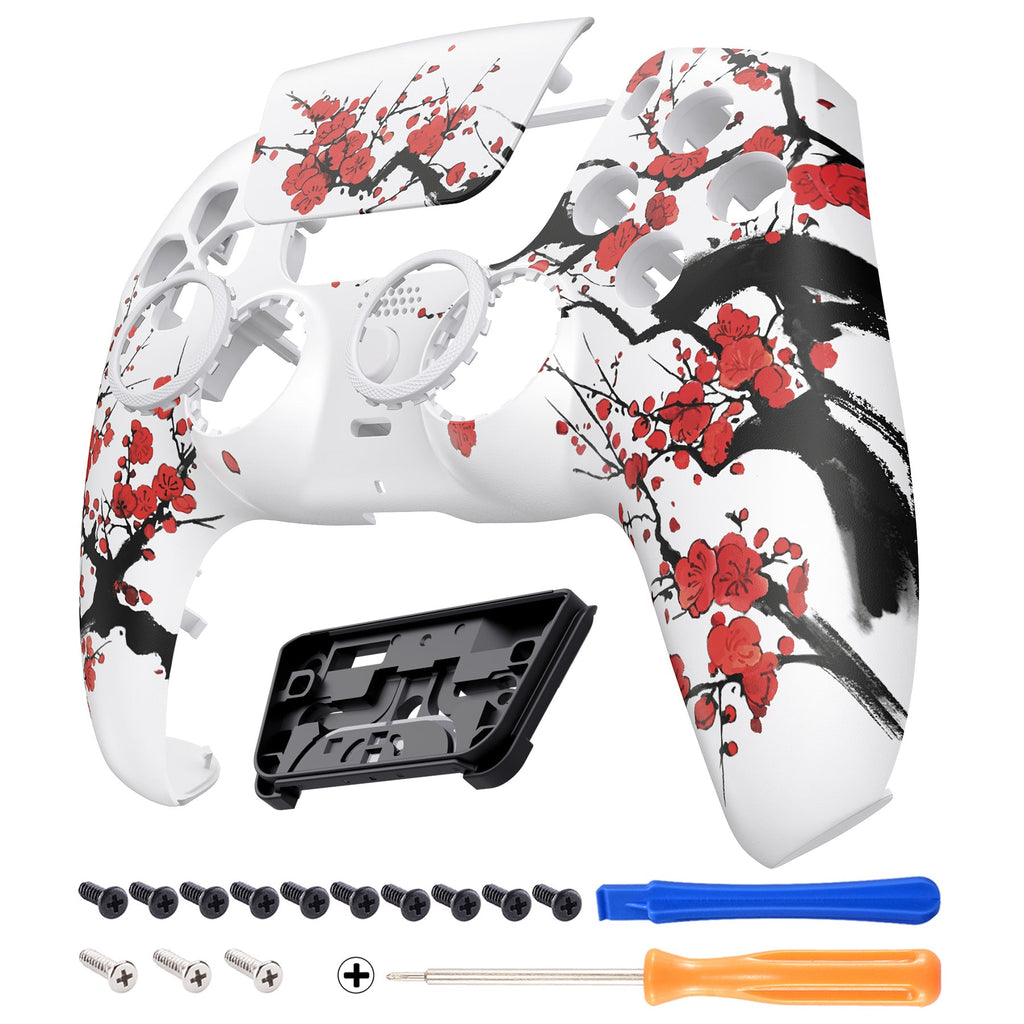 eXtremeRate LUNA Redesigned Replacement Front Shell with Touchpad Compatible with PS5 Controller BDM-010/020/030/040/050 - Winter Blossom eXtremeRate