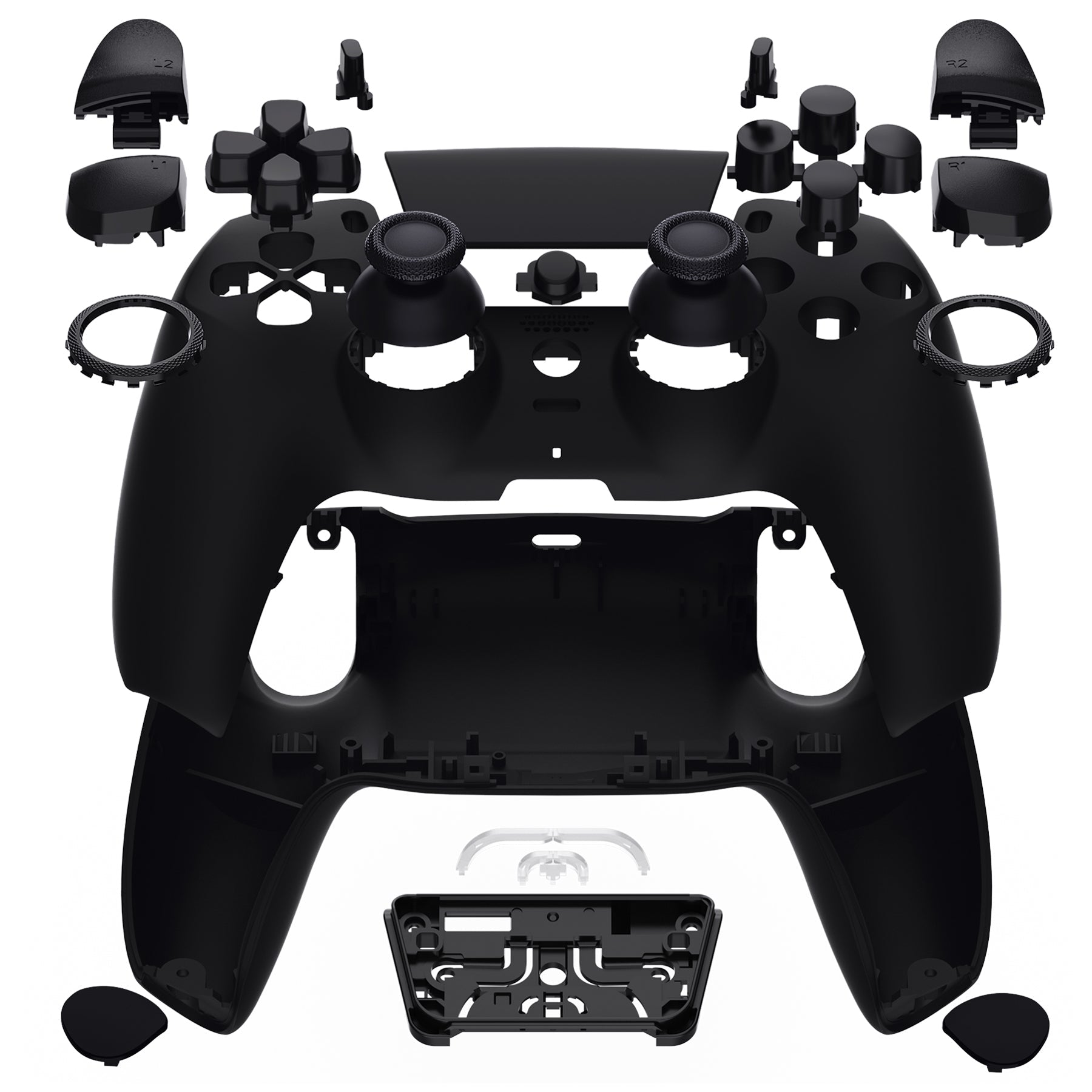 eXtremeRate LUNA Redesigned Replacement Full Set Shells with Buttons Compatible with PS5 Controller BDM-030/040/050 - Black eXtremeRate