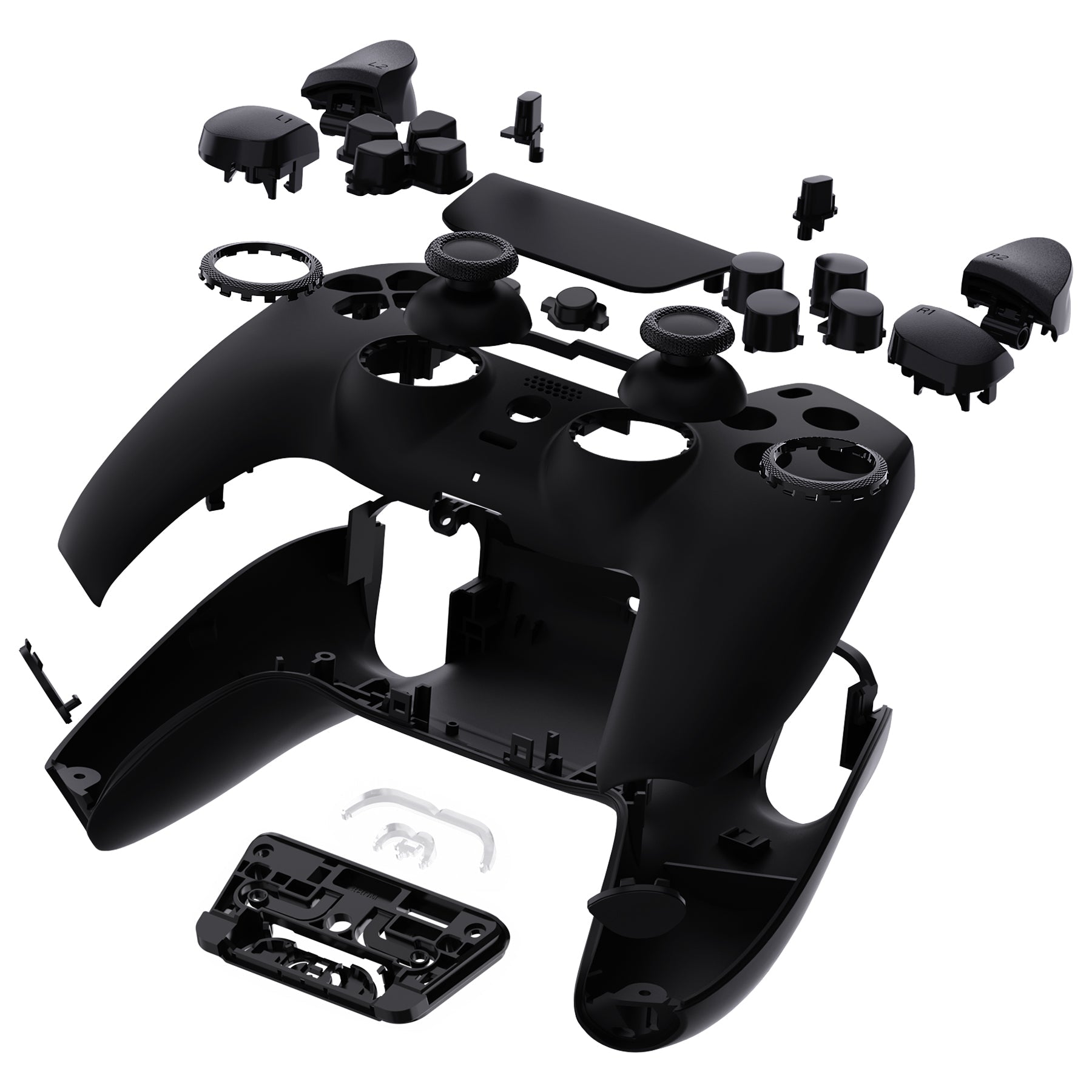 eXtremeRate LUNA Redesigned Replacement Full Set Shells with Buttons Compatible with PS5 Controller BDM-030/040/050 - Black eXtremeRate