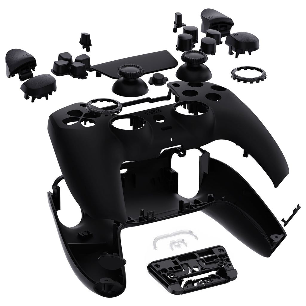 eXtremeRate LUNA Redesigned Replacement Full Set Shells with Buttons Compatible with PS5 Controller BDM-030/040/050 - Black eXtremeRate