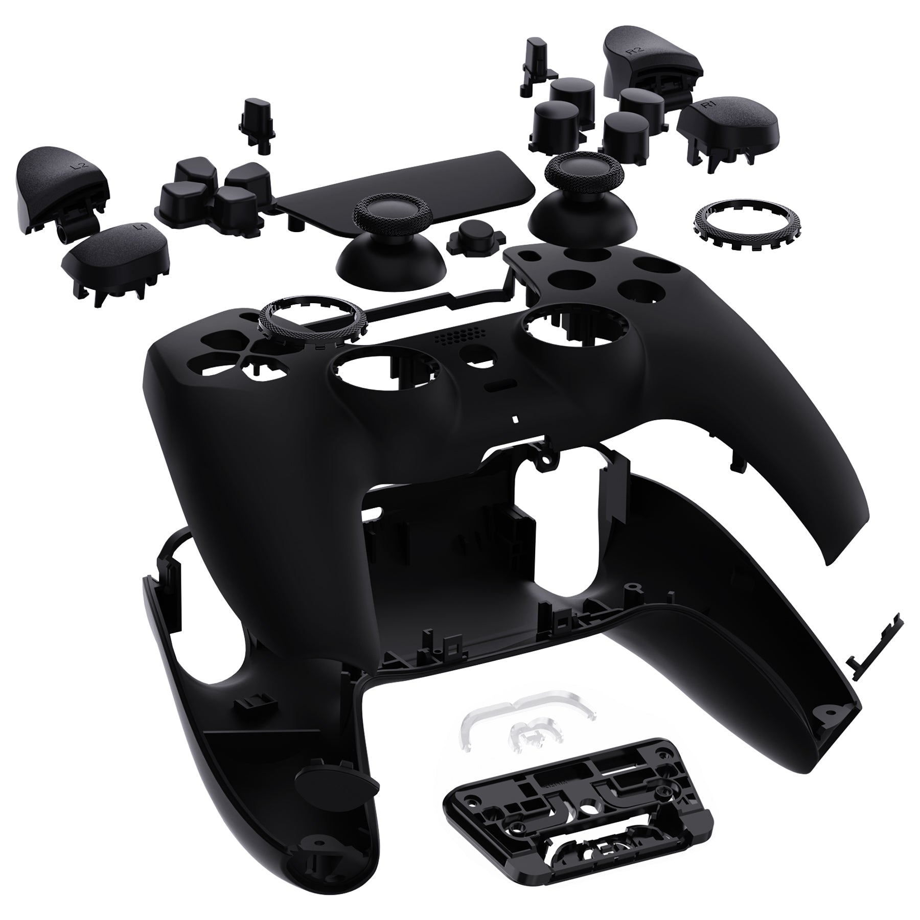 eXtremeRate LUNA Redesigned Replacement Full Set Shells with Buttons Compatible with PS5 Controller BDM-030/040/050 - Black eXtremeRate