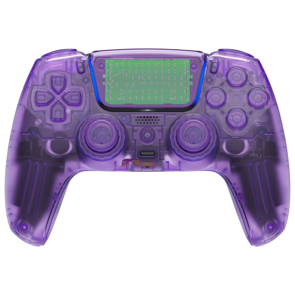 eXtremeRate LUNA Redesigned Replacement Full Set Shells with Buttons Compatible with PS5 Controller BDM-030/040/050 - Clear Atomic Purple eXtremeRate