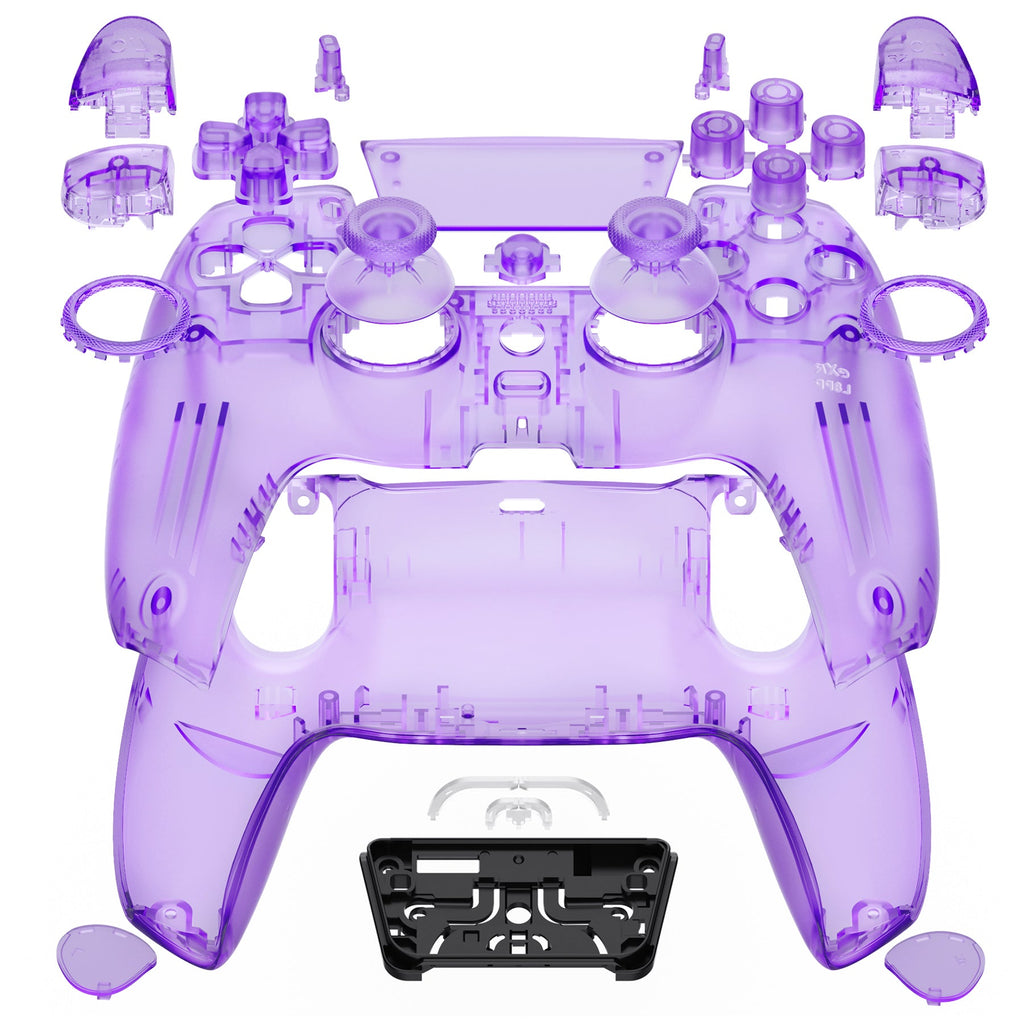 eXtremeRate LUNA Redesigned Replacement Full Set Shells with Buttons Compatible with PS5 Controller BDM-030/040/050 - Clear Atomic Purple eXtremeRate