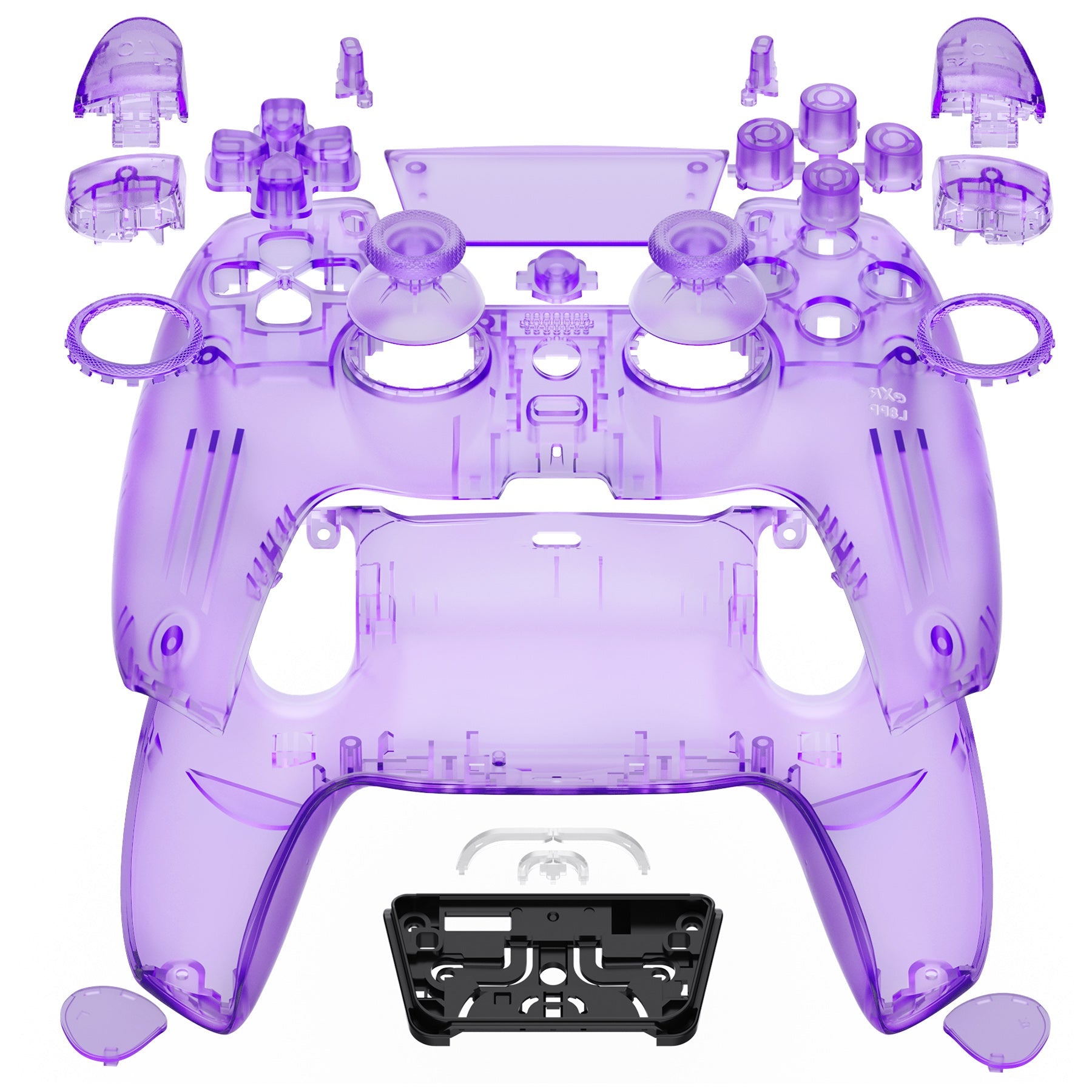 eXtremeRate LUNA Redesigned Replacement Full Set Shells with Buttons Compatible with PS5 Controller BDM-030/040/050 - Clear Atomic Purple eXtremeRate