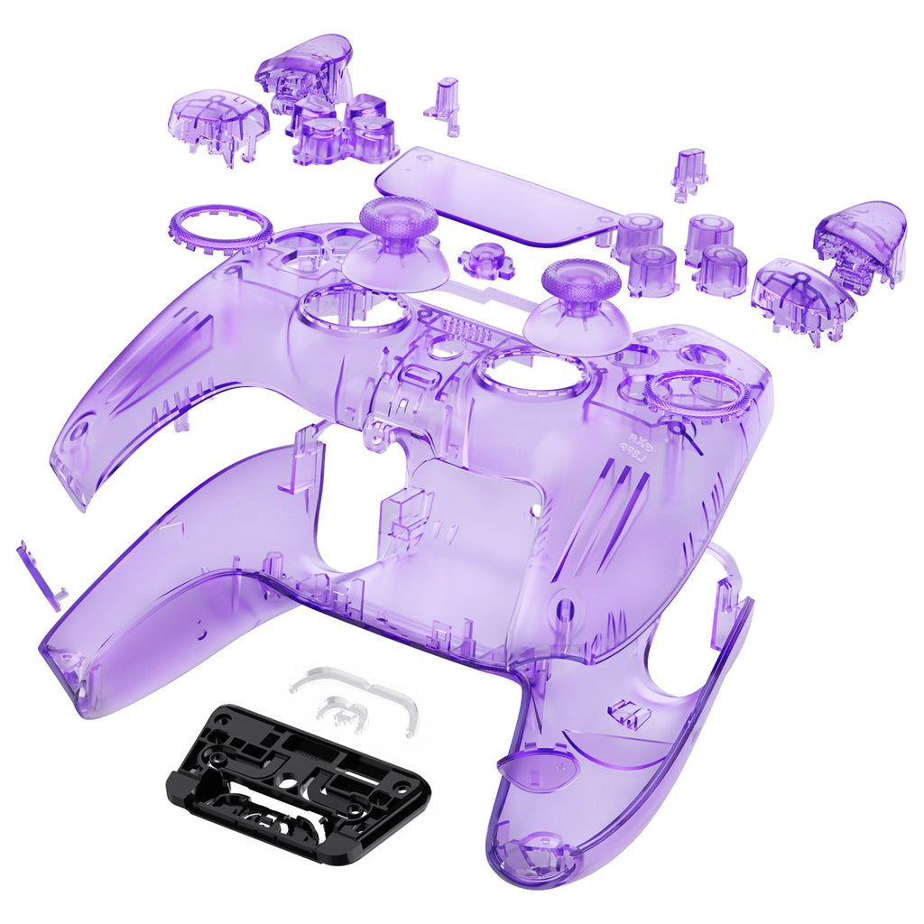 eXtremeRate LUNA Redesigned Replacement Full Set Shells with Buttons Compatible with PS5 Controller BDM-030/040/050 - Clear Atomic Purple eXtremeRate