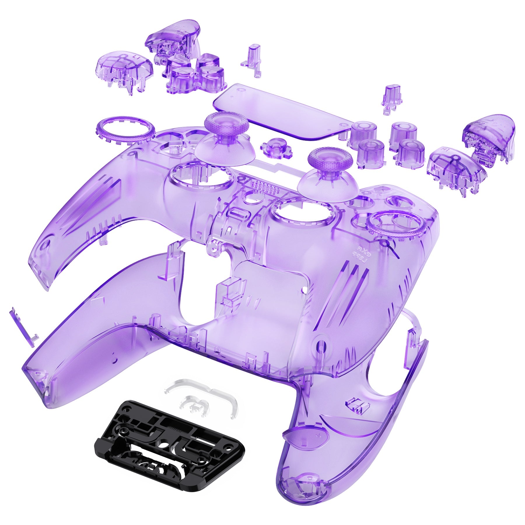 eXtremeRate LUNA Redesigned Replacement Full Set Shells with Buttons Compatible with PS5 Controller BDM-030/040/050 - Clear Atomic Purple eXtremeRate